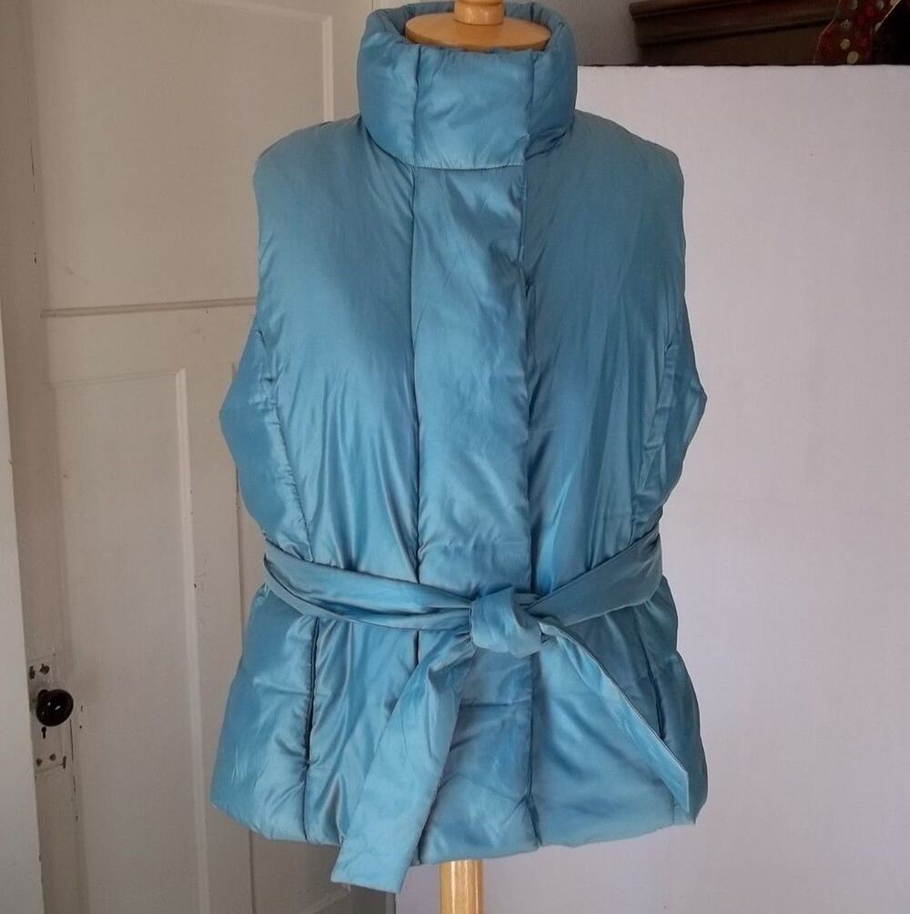 Puffer Vest Ladies Turquoise Blue Luster XL Very Nice! Stylish and Warm Y2K Gorp
